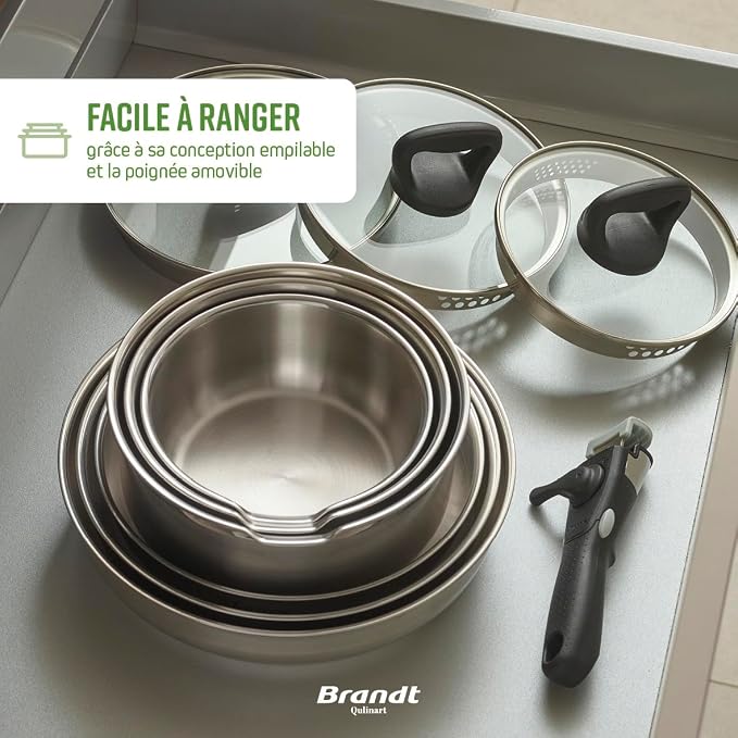 Qulinart by Brandt - Batterie de Cuisine à Induction 10 Pièces